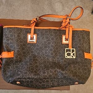 Calvin Klein Signature Brown and Orange Tote